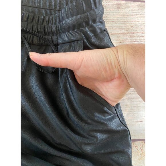 Maison D'Ameli Women's Straight Leg Faux Leather Joggers - Small - Picture 10 of 11